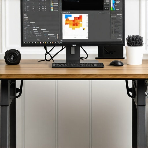 Modern workspace with a calibrated high-end monitor for creative work.