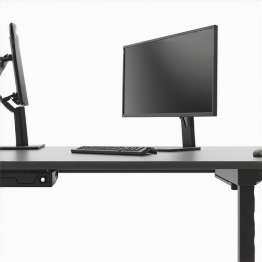 Two monitors arranged ergonomically on a workspace for increased productivity.