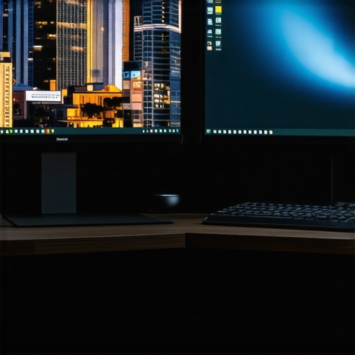 A clean, organized desk with dual 4K monitors, tidy cables, and ergonomic chair