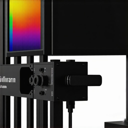 A calibration device attached to a professional-grade monitor for color calibration