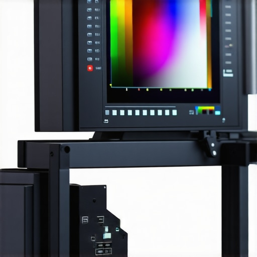 A person calibrating their 4K office monitor with a professional colorimeter to ensure color accuracy and longevity.