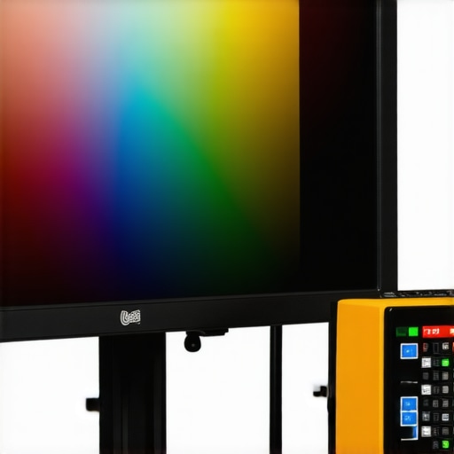 A person using a calibration device on a high-end color-accurate monitor