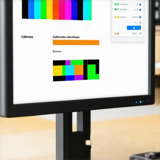 Close-up of calibration interface on a high-end office monitor demonstrating color accuracy settings